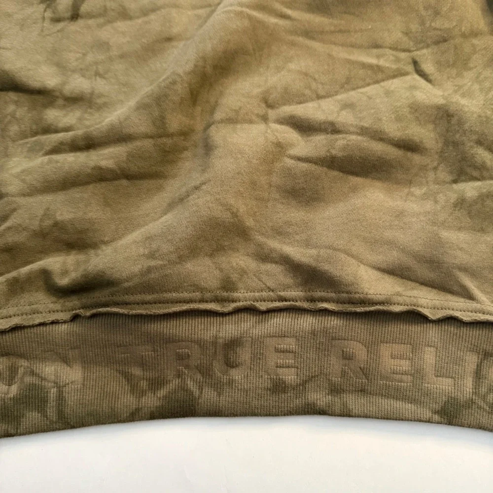True Religion Men S Camo Green Tie Dye‎ Debossed Rib Pullover Crew Sweatshirt M